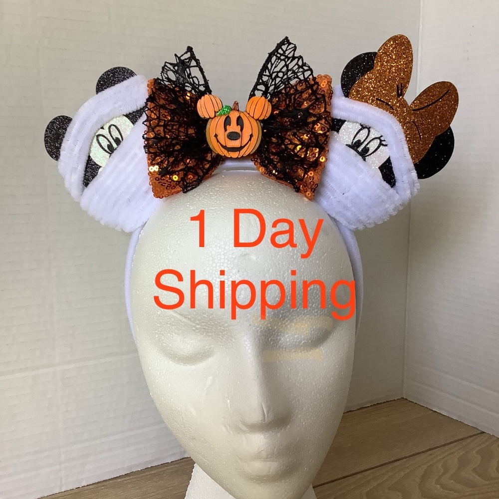 Mickey Halloween Headband Disney Ears Mummy Minnie Mickey Pumpkin Fall Boo Scary